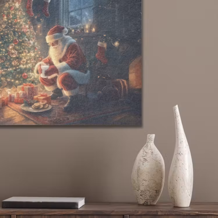 Kerstman - Haard - Donker PET vilt klein -sfeer6_closeup