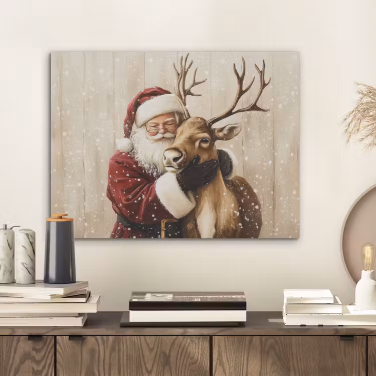 Kerstman - Rendier - Sneeuw - Kleurrijk PET vilt klein -sfeer1