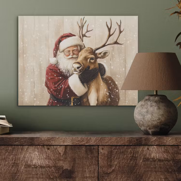 Kerstman - Rendier - Sneeuw - Kleurrijk PET vilt klein -sfeer2