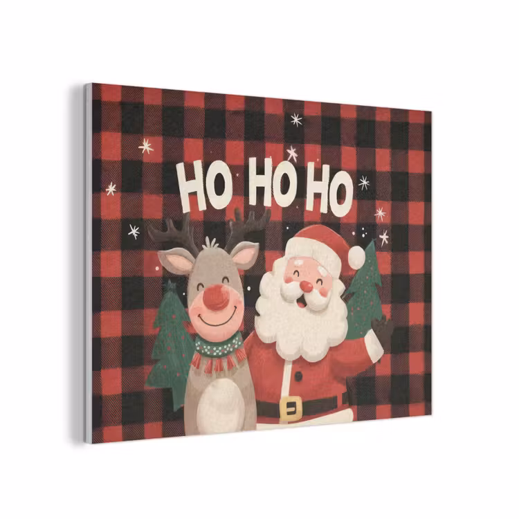 Kerstman - Rendier - Tekst - Rood - Zwart PET vilt klein -3d