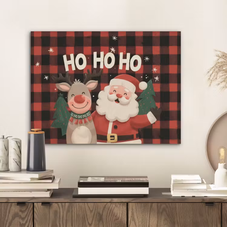 Kerstman - Rendier - Tekst - Rood - Zwart PET vilt klein -sfeer1