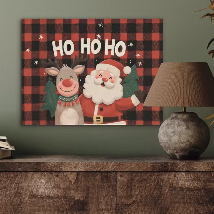 Kerstman - Rendier - Tekst - Rood - Zwart PET vilt klein -sfeer2