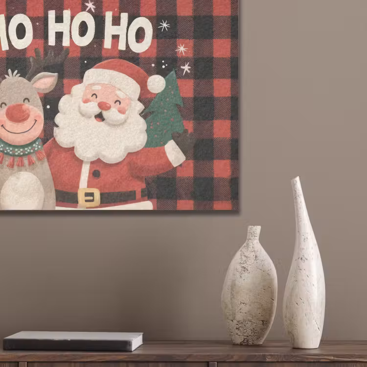 Kerstman - Rendier - Tekst - Rood - Zwart PET vilt klein -sfeer6_closeup
