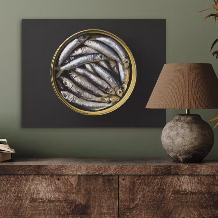 Sardines - Vissen - Rond - Zwart PET vilt klein -sfeer2