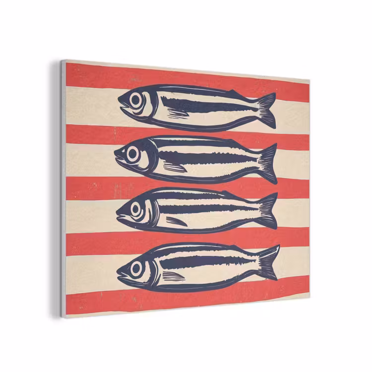 Sardines - Rood en beige strepen PET vilt klein -3d