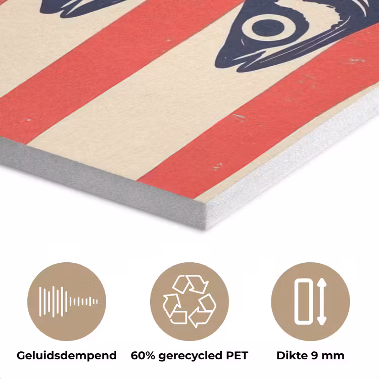 Sardines - Rood en beige strepen PET vilt klein -closeup_NL