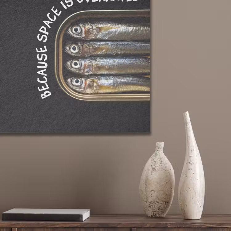 Sardines - Tekst - Vis - Blik PET vilt klein -sfeer6_closeup