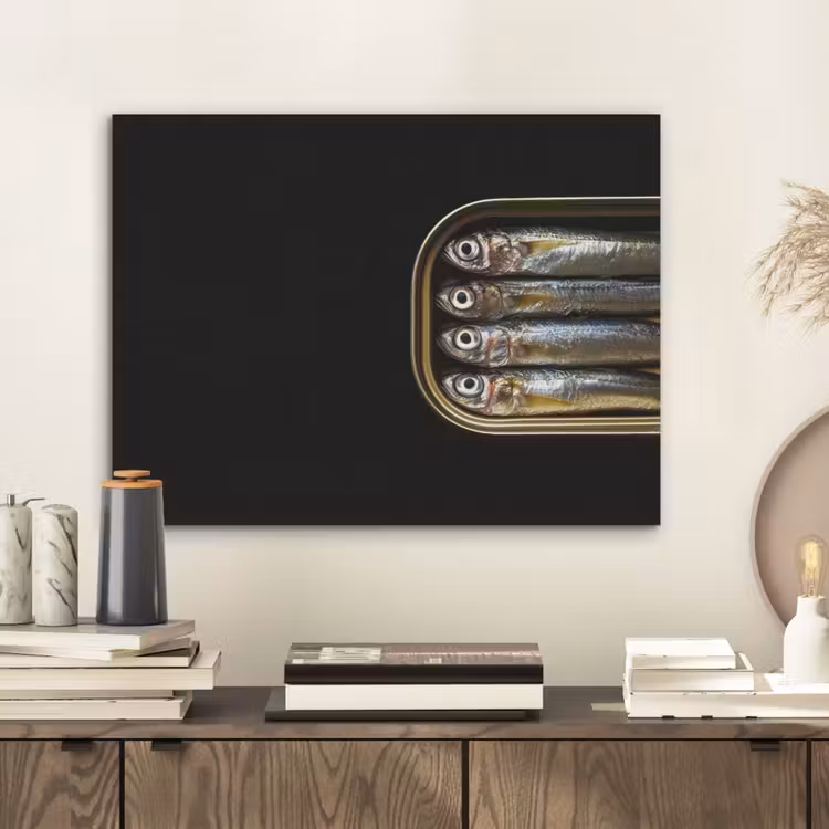 Sardines - Blik - Zwart - Vissen PET vilt klein -sfeer1