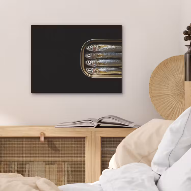Sardines - Blik - Zwart - Vissen PET vilt klein -sfeer3