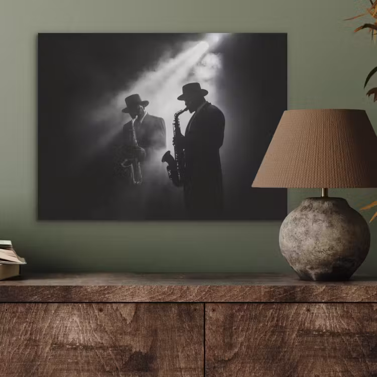 Saxofonisten - Hoeden - Rook - Licht PET vilt klein -sfeer2