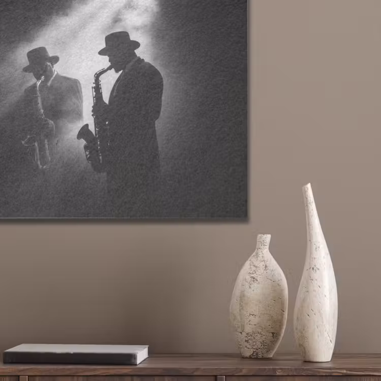 Saxofonisten - Hoeden - Rook - Licht PET vilt klein -sfeer6_closeup