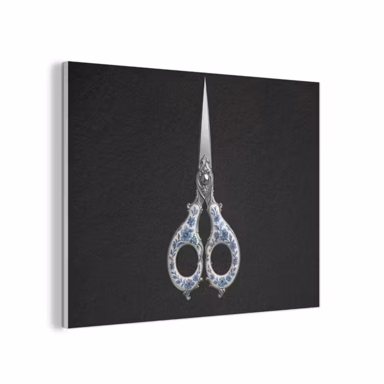 Schaar - Delfts blauw - Zwart PET vilt klein -3d