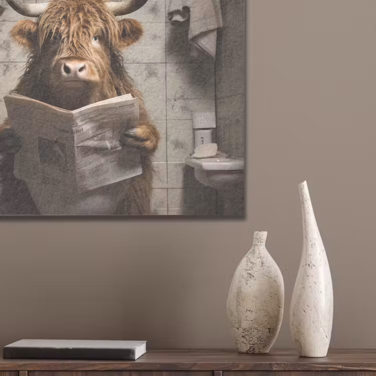 Schotse hooglander - Toilet - Krant - Badkamer PET vilt klein -sfeer6_closeup