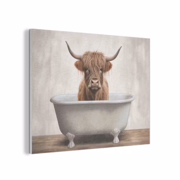 Schotse hooglander - Bad - Badkamer - Badkuip - Bruin - Horens PET vilt klein -3d