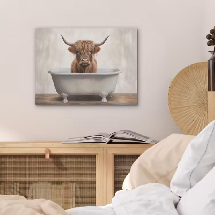 Schotse hooglander - Bad - Badkamer - Badkuip - Bruin - Horens PET vilt klein -sfeer3