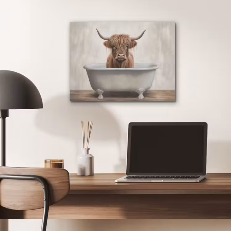 Schotse hooglander - Bad - Badkamer - Badkuip - Bruin - Horens PET vilt klein -sfeer5