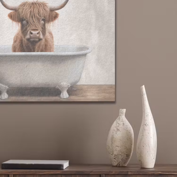 Schotse hooglander - Bad - Badkamer - Badkuip - Bruin - Horens PET vilt klein -sfeer6_closeup