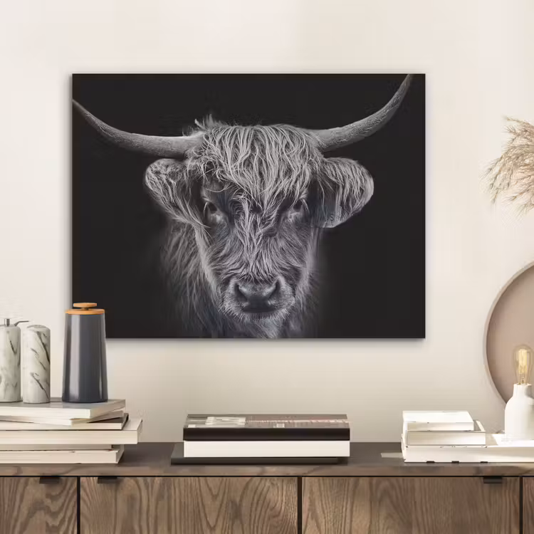Schotse hooglander - Zwart - Koe - Dieren PET vilt klein -sfeer1