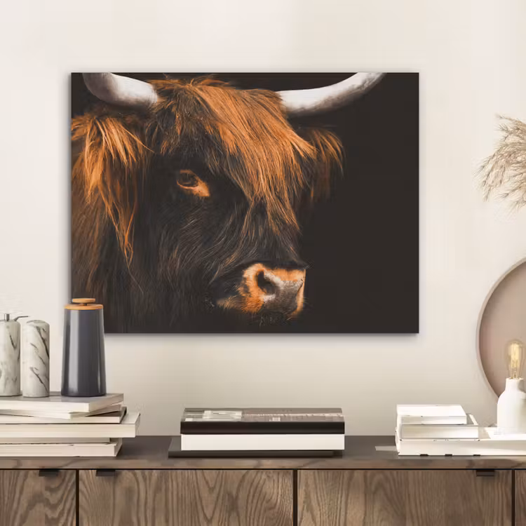 Schotse hooglander - Zwart - Koe - Hoorn - Dieren PET vilt klein -sfeer1