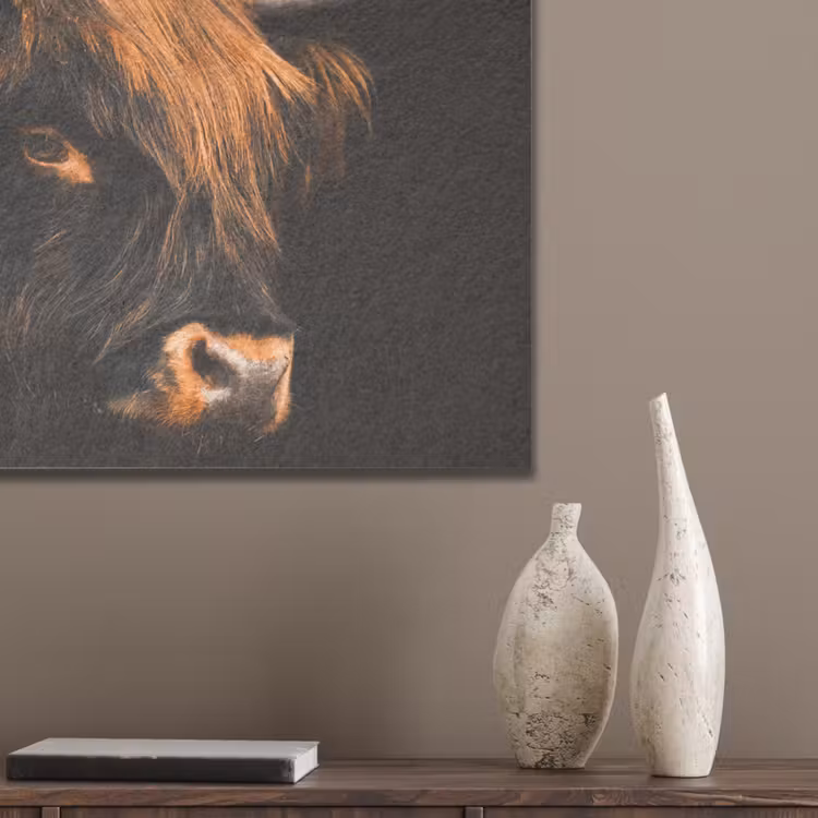 Schotse hooglander - Zwart - Koe - Hoorn - Dieren PET vilt klein -sfeer6_closeup