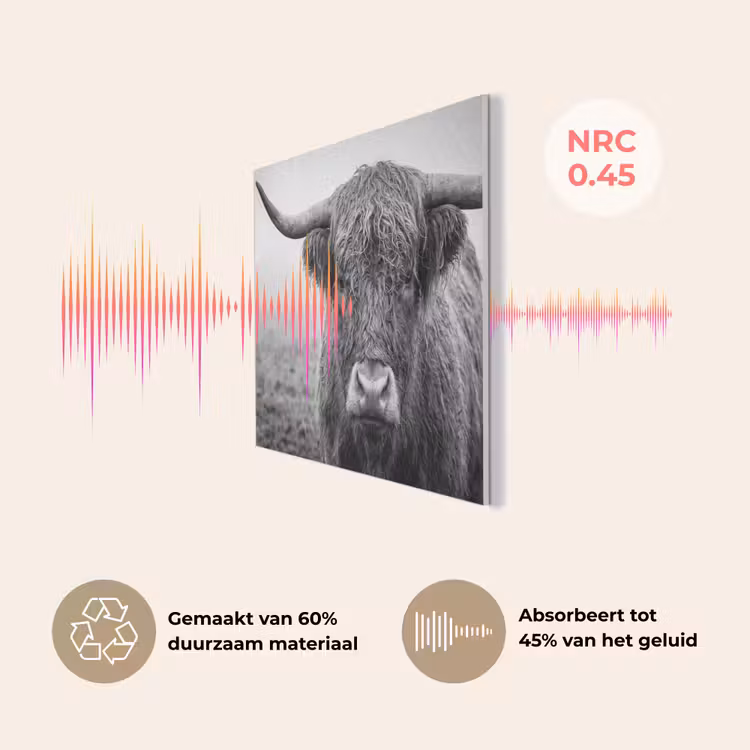 Schotse hooglander - Zwart - Wit - Gras PET vilt klein -USP_NL