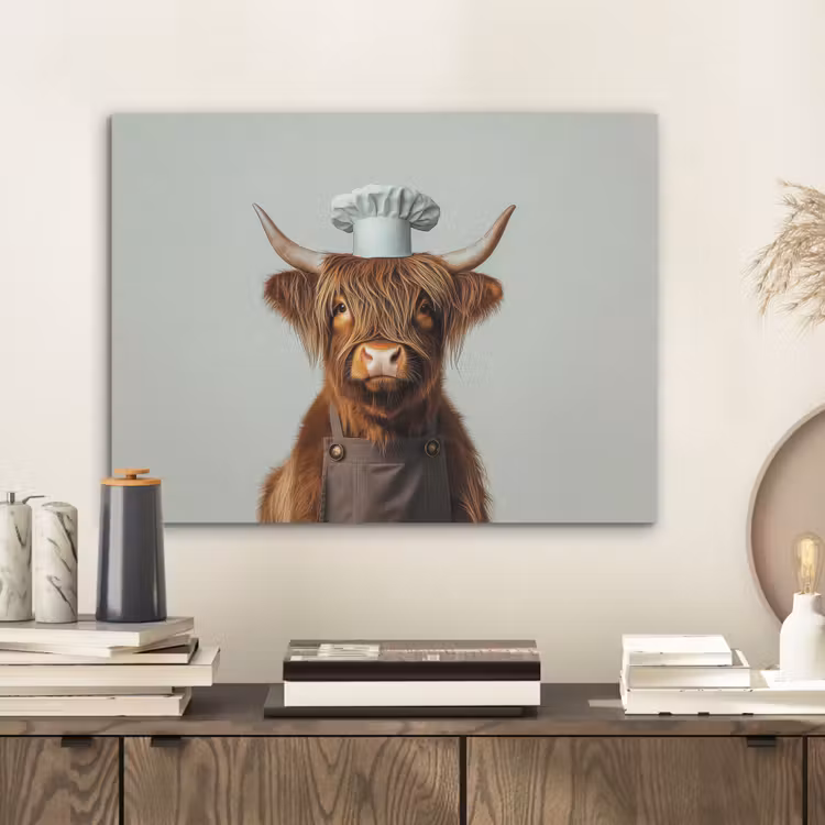 Schotse Hooglander - Bruin - Hoorns - Kokskleding PET vilt klein -sfeer1