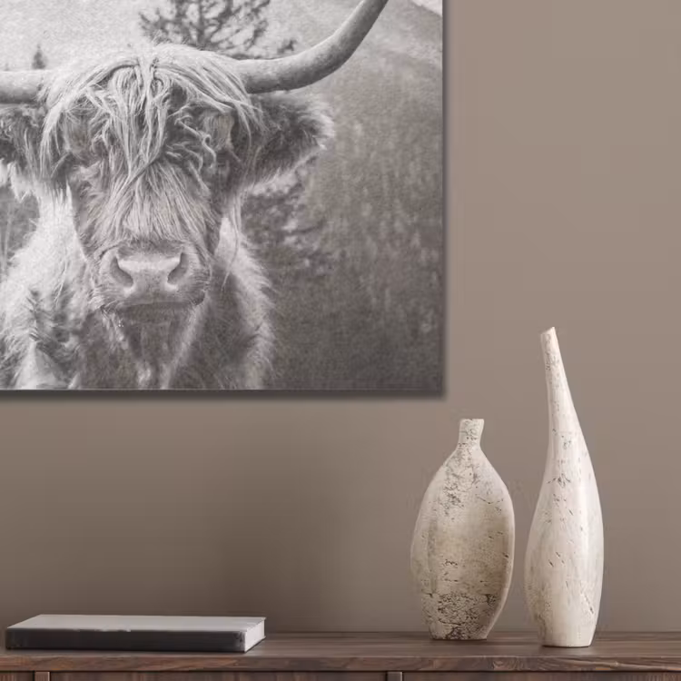 Schotse hooglander - Koe - Dieren - Zwart - Wit PET vilt klein -sfeer6_closeup