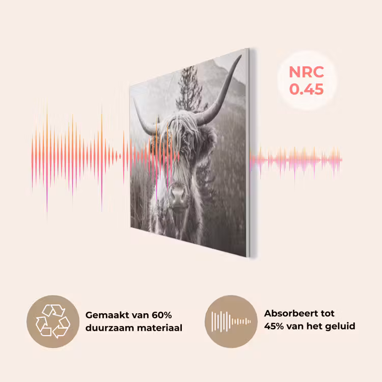 Schotse hooglander - Koe - Dieren - Zwart - Wit PET vilt klein -USP_NL
