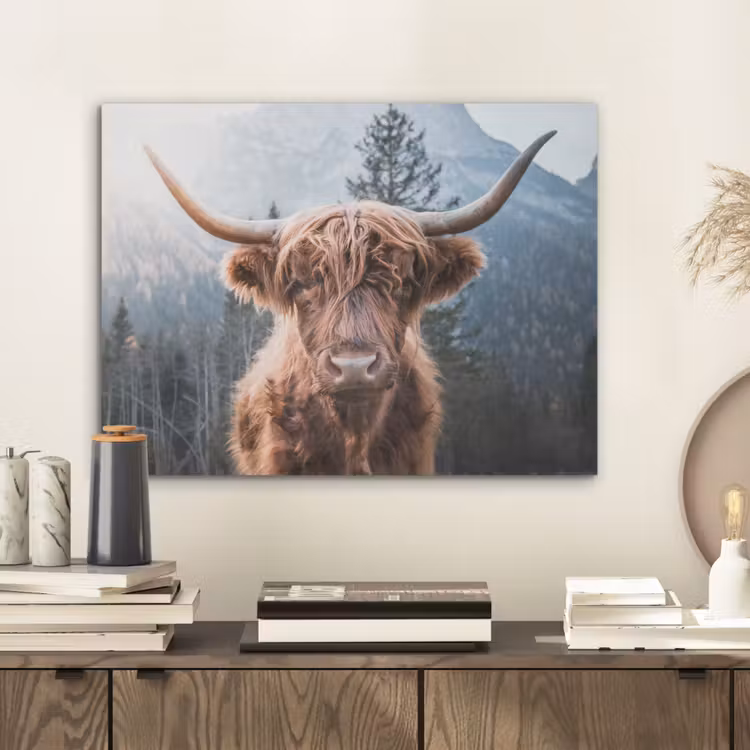 Schotse hooglander - Koe - Dieren - Berg - Natuur PET vilt klein -sfeer1