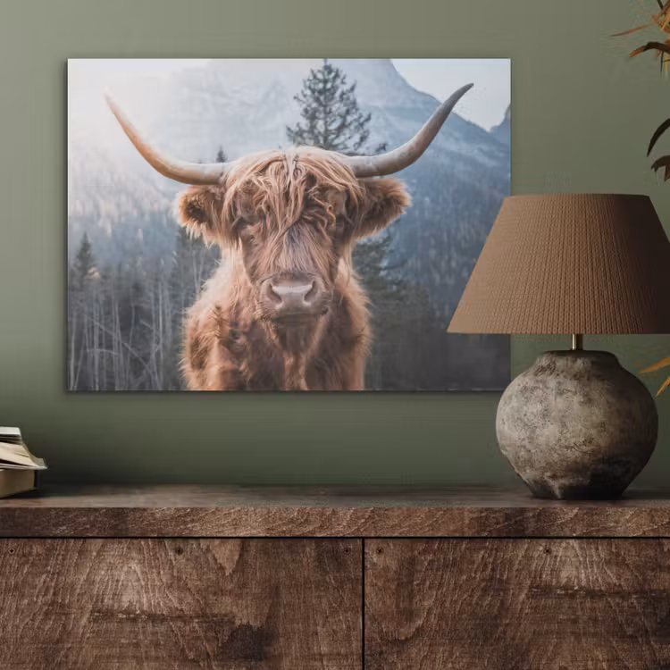 Schotse hooglander - Koe - Dieren - Berg - Natuur PET vilt klein -sfeer2