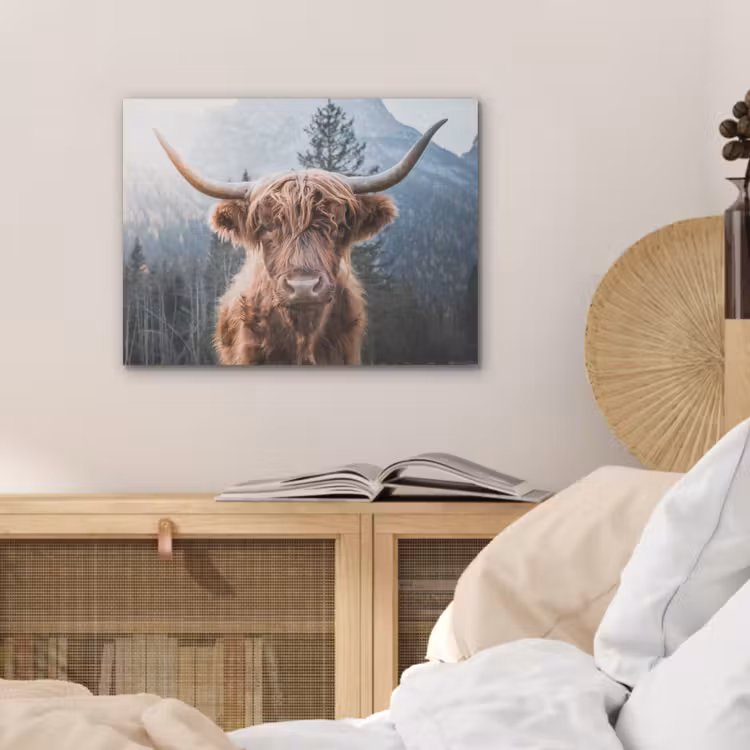 Schotse hooglander - Koe - Dieren - Berg - Natuur PET vilt klein -sfeer3