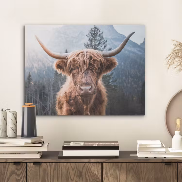 Schotse hooglander - Koe - Dieren - Berg - Natuur PET vilt klein -sfeer1