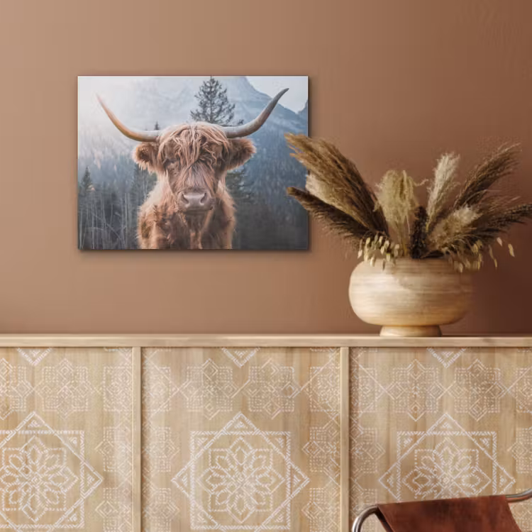 Schotse hooglander - Koe - Dieren - Berg - Natuur PET vilt klein -sfeer4