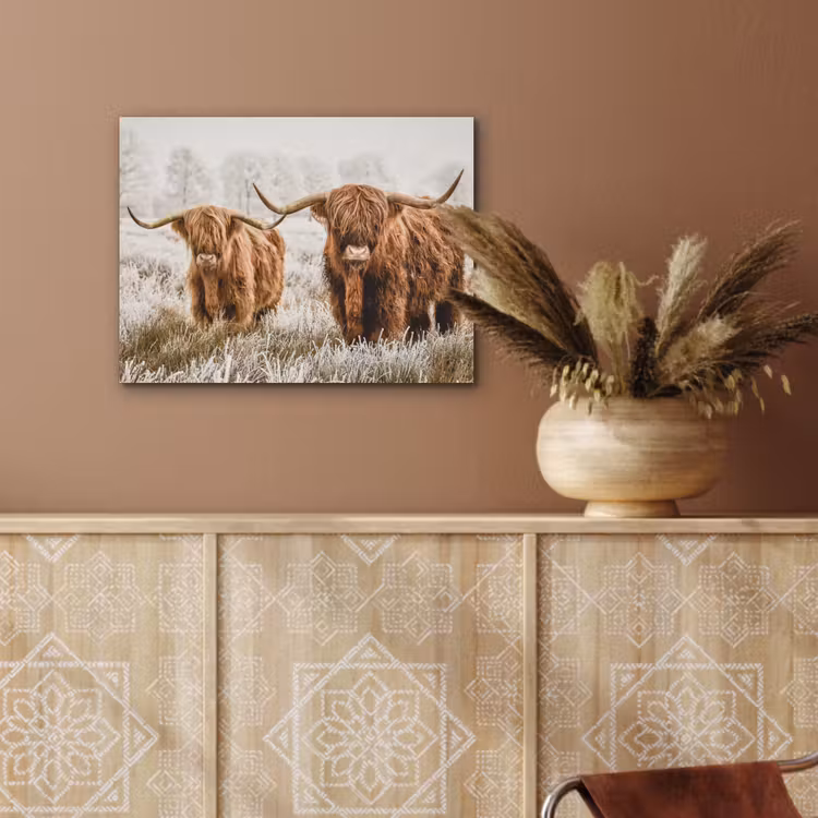 Schotse hooglander - Koe - Natuur - Winter PET vilt klein -sfeer4