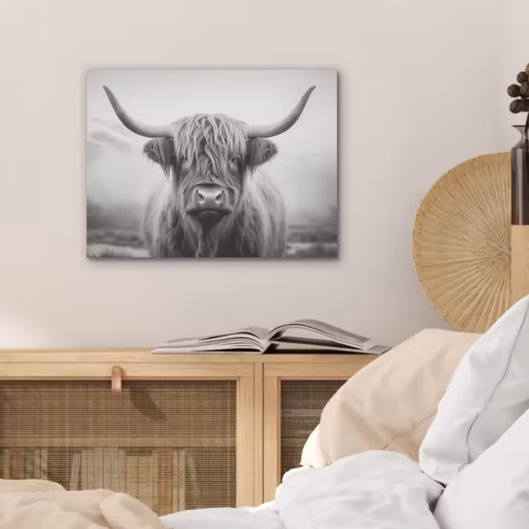 Schotse hooglander - Mist - Zwart - Wit PET vilt klein -sfeer3