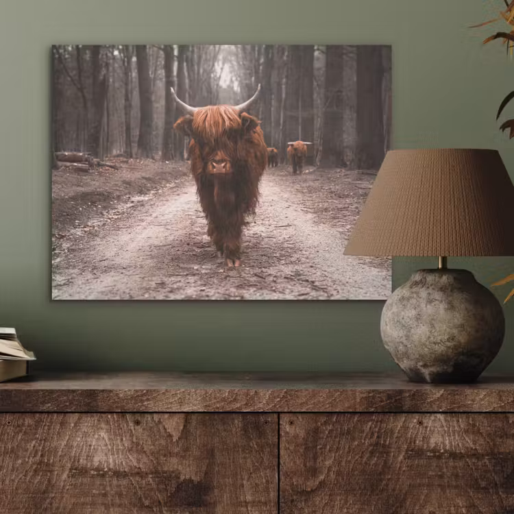 Schotse hooglander - Bos - Koe - Dieren - Natuur PET vilt klein -sfeer2