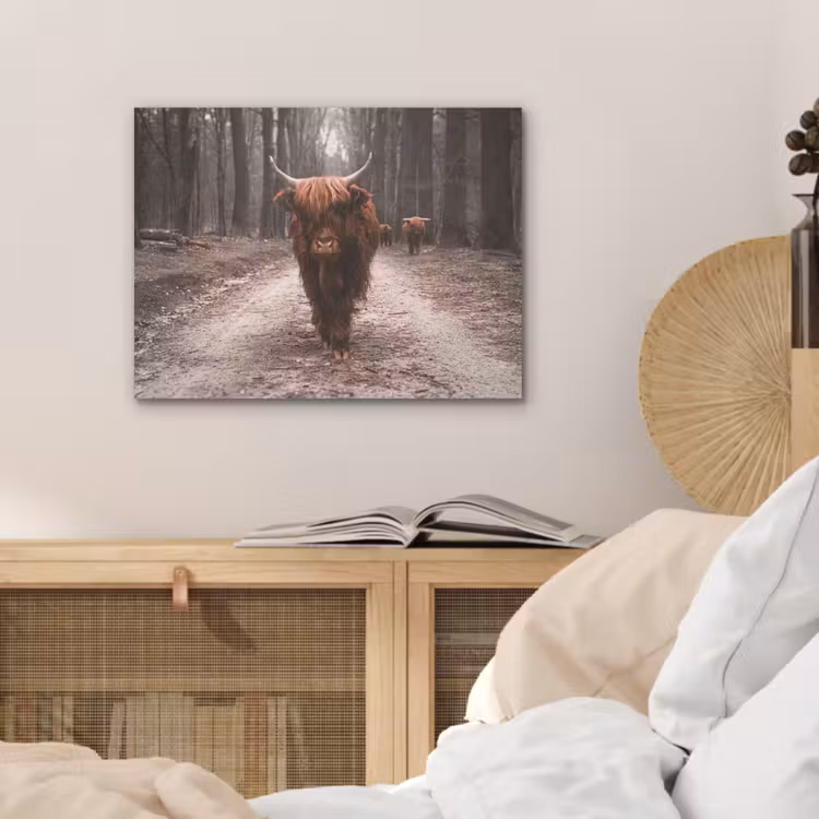 Schotse hooglander - Bos - Koe - Dieren - Natuur PET vilt klein -sfeer3
