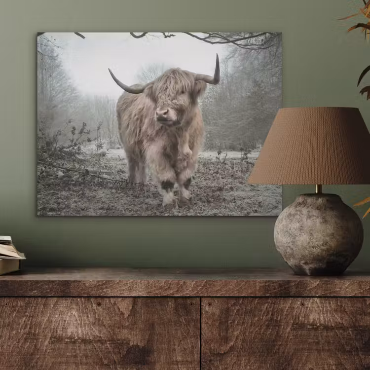 Schotse Hooglander - Bos - Mist - Koe - Dieren - Natuur PET vilt klein -sfeer2