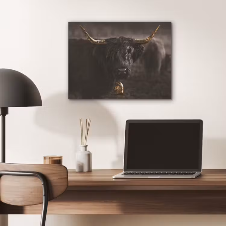 Schotse hooglander - Goud - Koebel - Hoorns - Dieren PET vilt klein -sfeer5