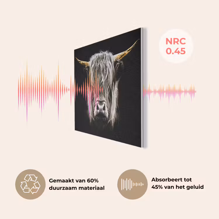 Schotse hooglander - Goud - Hoorns - Zwart wit - Koe - Dieren PET vilt klein -USP_NL