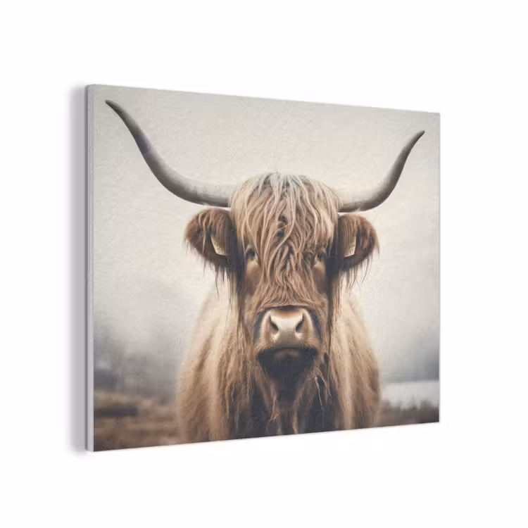 Schotse hooglander - Hoorns - Landschap PET vilt klein -3d