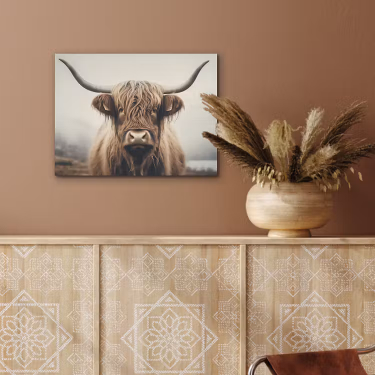 Schotse hooglander - Hoorns - Landschap PET vilt klein -sfeer4