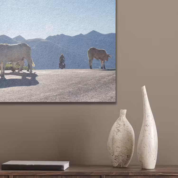 Schotse hooglander - Licht - Berg - Natuur PET vilt klein -sfeer6_closeup