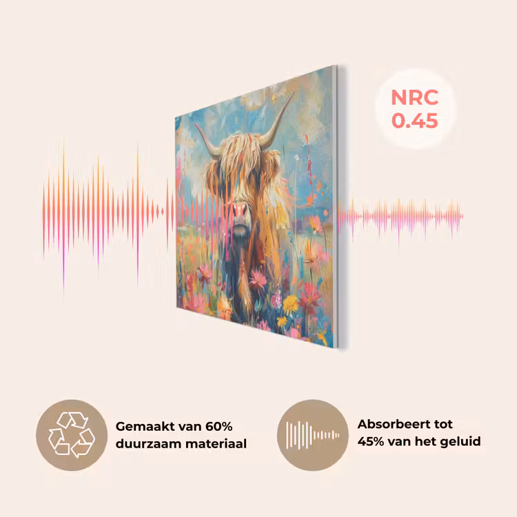 Schotse hooglander - Natuur - Kleurrijk - Bloemen PET vilt klein -USP_NL