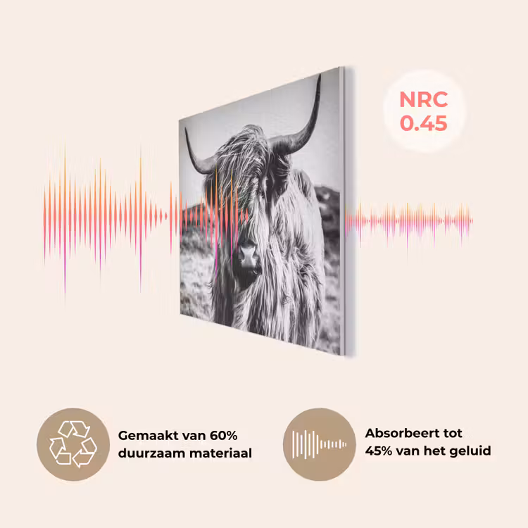Schotse hooglander - Natuur - Koe - Zwart - Wit PET vilt klein -USP_NL