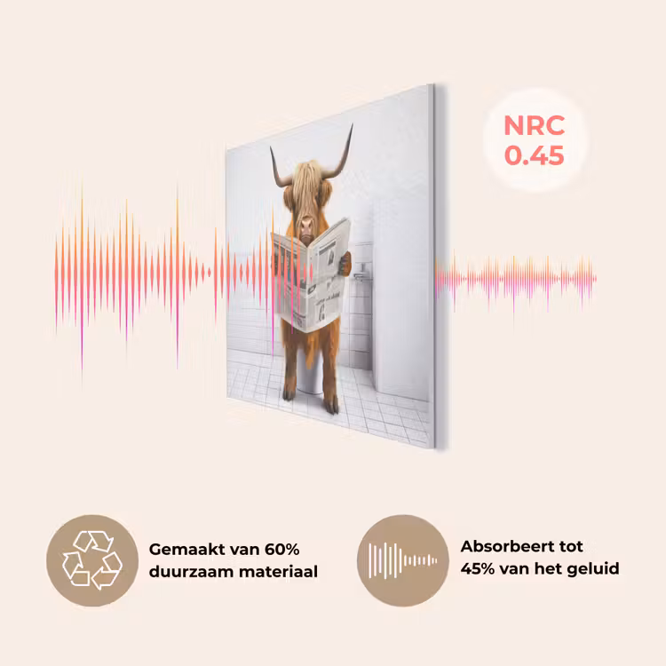 Schotse hooglander - Krant - Toilet - WC - Wit - Koe PET vilt klein -USP_NL