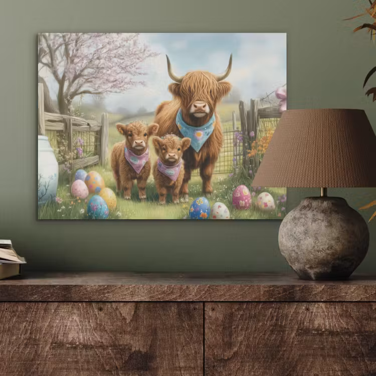 Schotsehooglanders - Paaseieren - Lente PET vilt klein -sfeer2