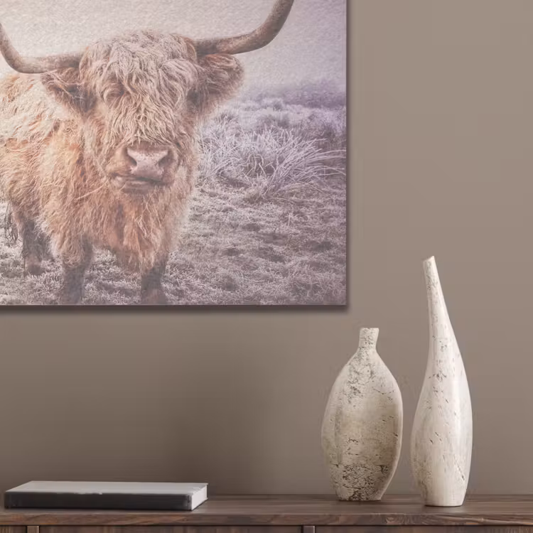 Schotse hooglanders - Licht - Lucht - Natuur PET vilt klein -sfeer6_closeup