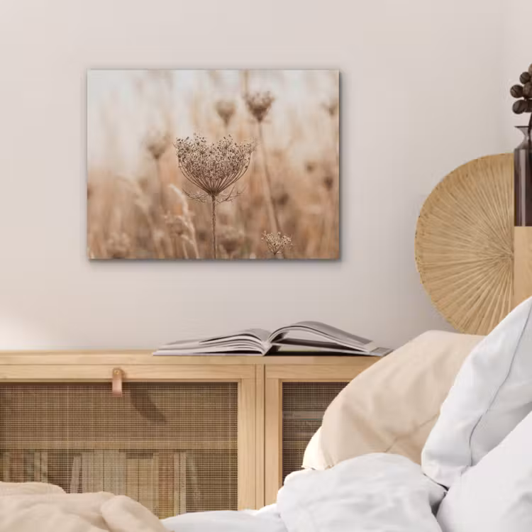 Schermbloem - Droogbloem - Winter - Beige - Minimalistisch PET vilt klein -sfeer3