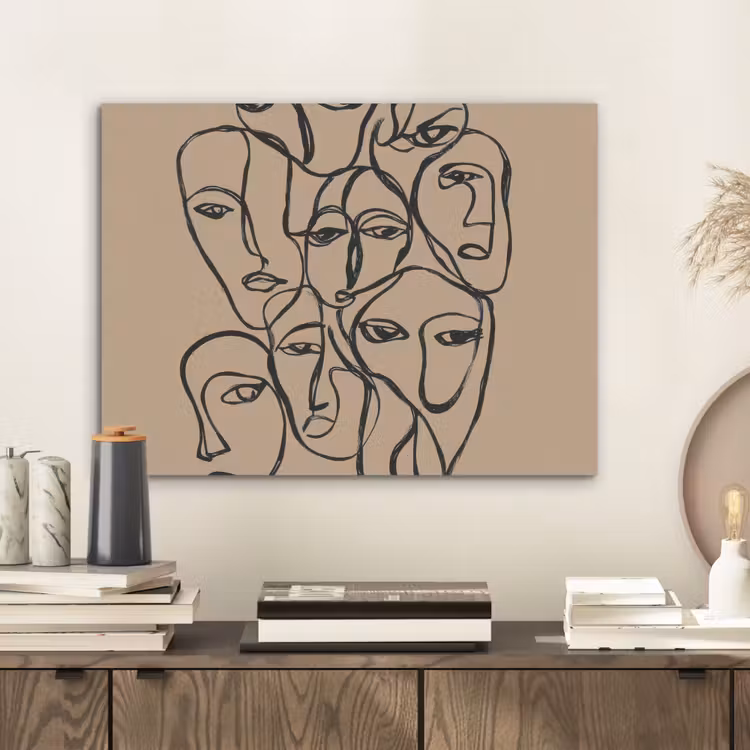 Gezichtenzee - Lijntekening - Abstract PET vilt klein -sfeer1